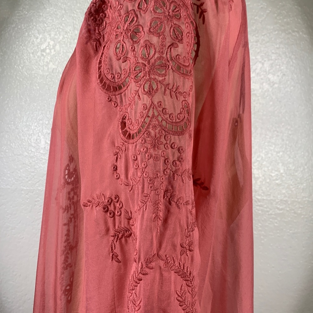 4 Love & Libery Linea Silk Chiffon Tunic in Java Pink M NWT - Picture 4 of 8